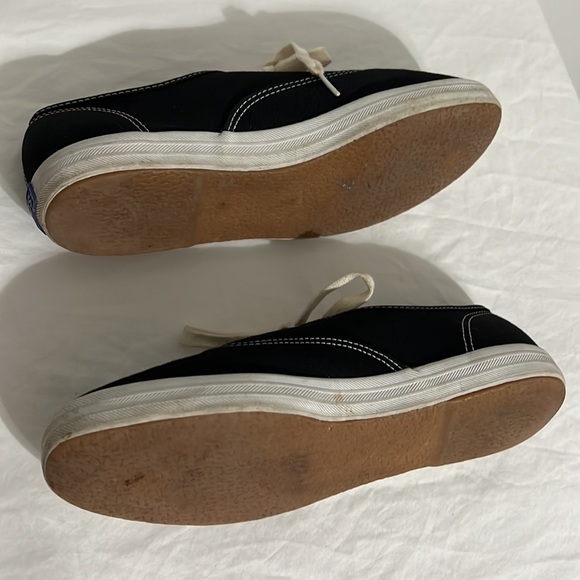 Black Lace Up Keds Sneakers Size 8.5 White Shoe Strings Laces Used - Picture 3 of 16